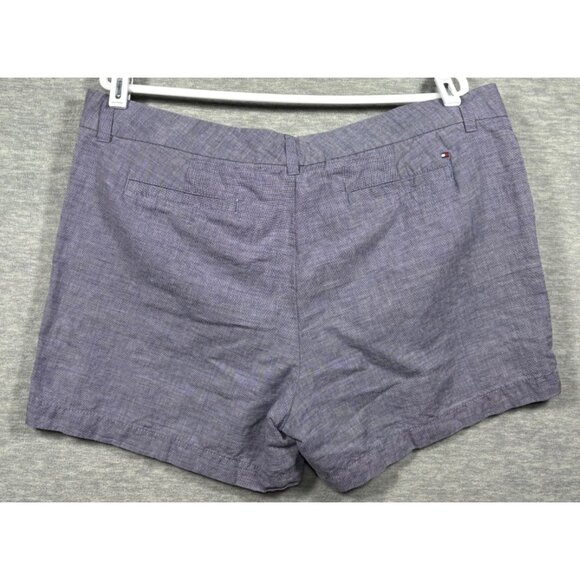 Tommy Hilfiger Womes Shorts 16 Blue Linen Blend Shorts - Picture 3 of 4